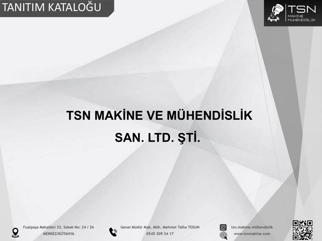 TSN Makine ve Mühendislik kurumsal tanıtım kataloğu kapağı