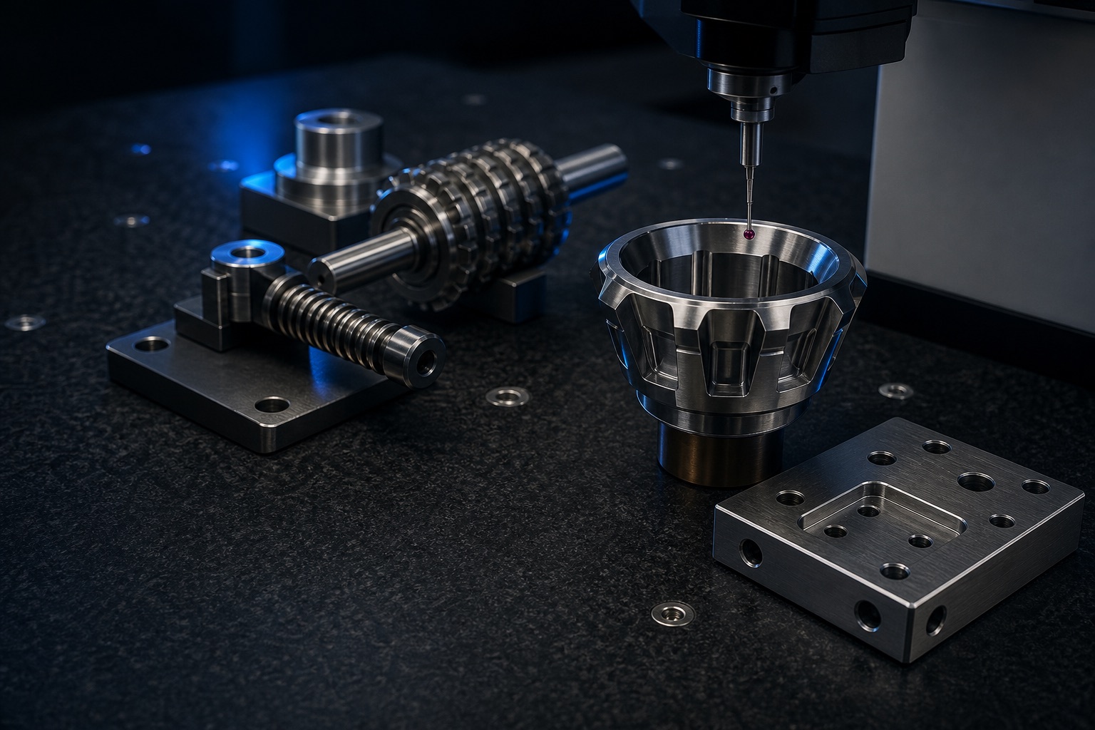CMM probuyla hassas işlenmiş metal parçaların kalite kontrolü